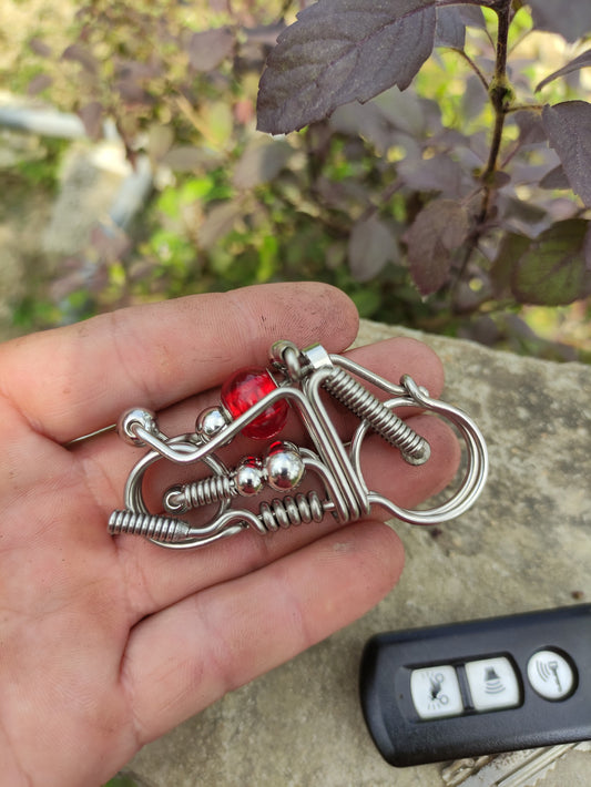 Keychain with Motorcycle design - red fuel tank