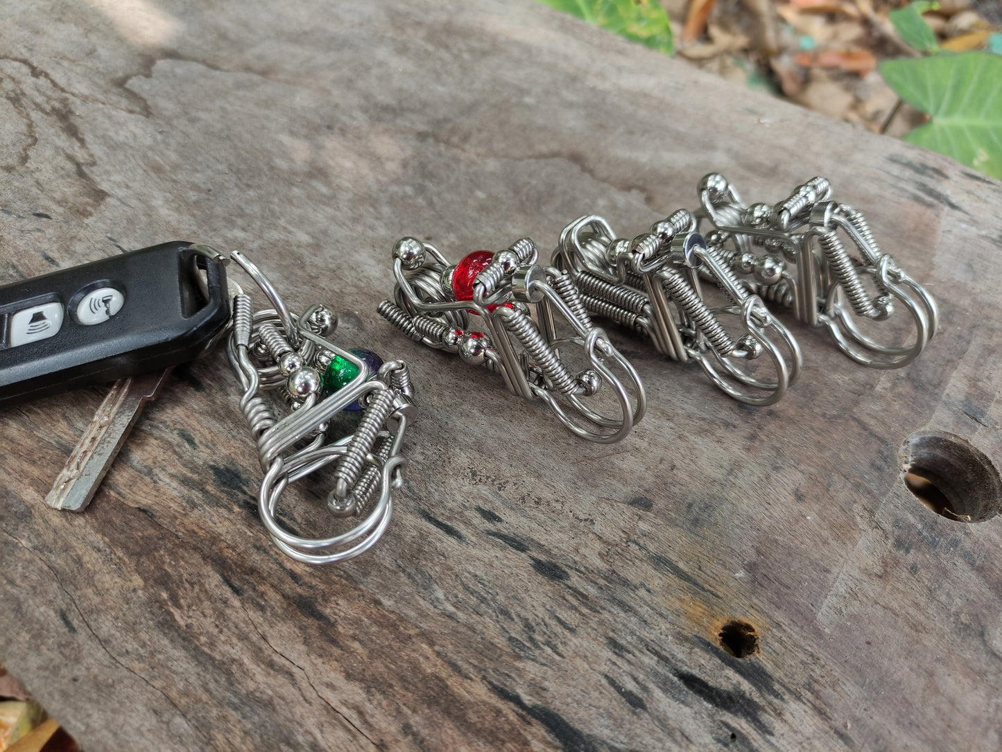 Keychain with Motorcycle design -  green fuel tank