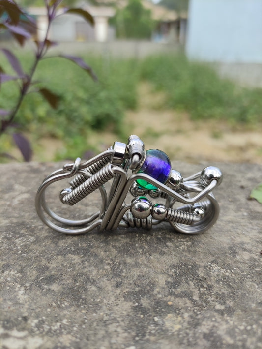Keychain with Motorcycle design -  green fuel tank