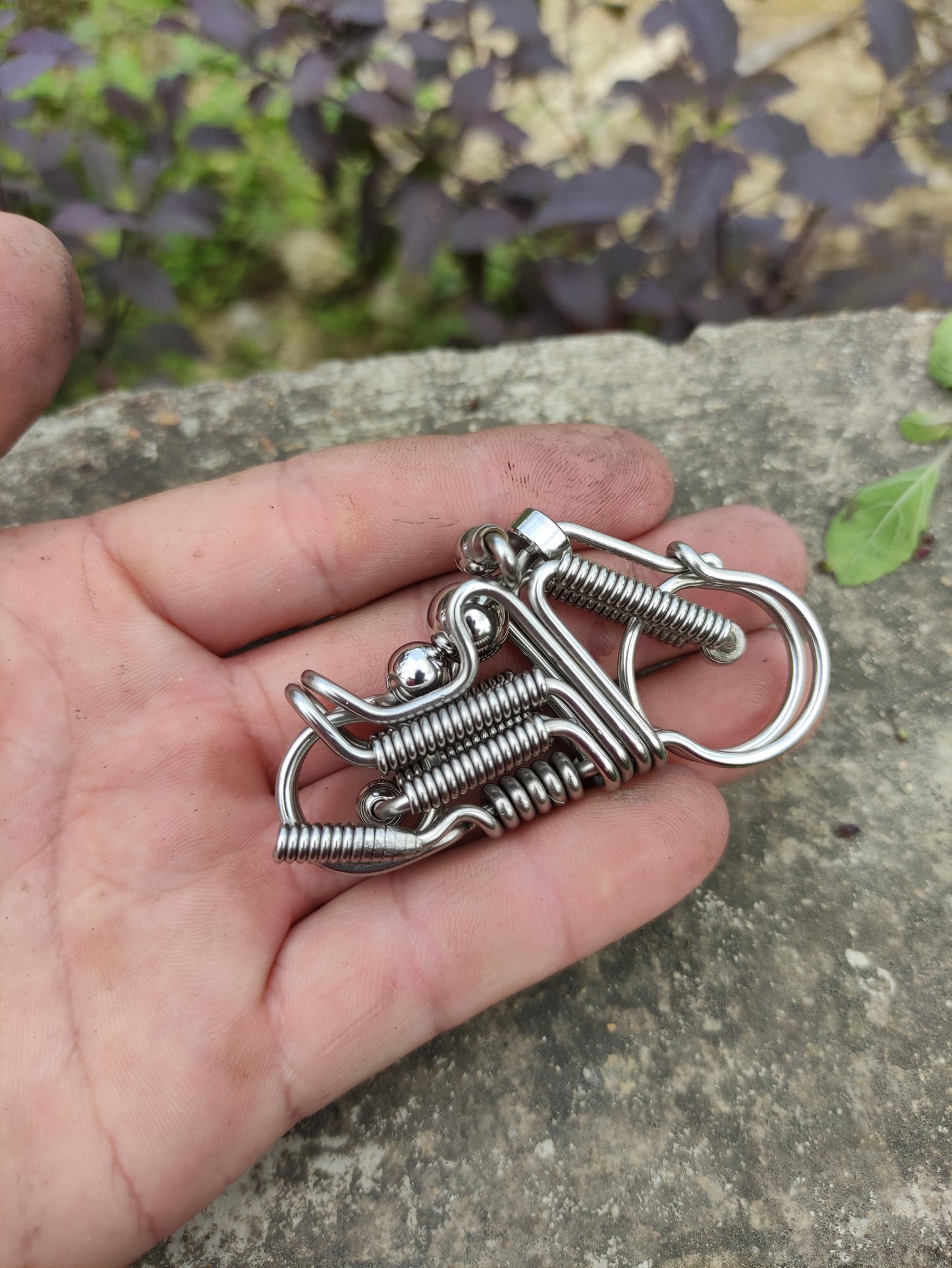Keychain with Motorcycle design - handmade gifts