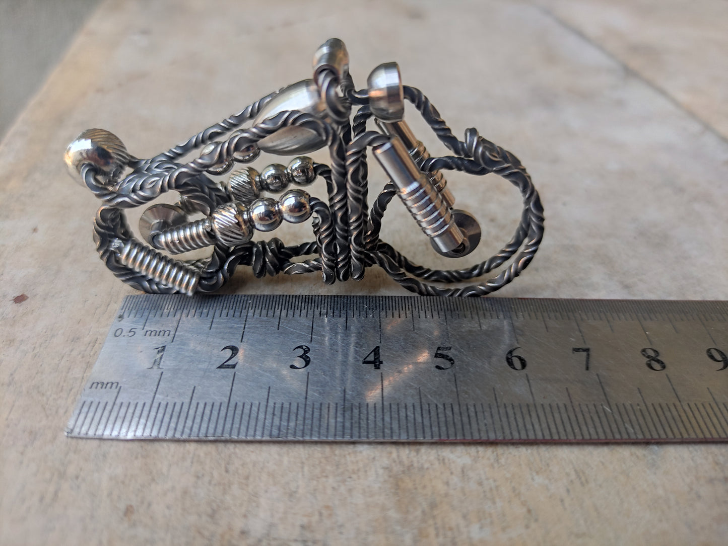 Harley motorcycle keychain - Shaped damascus steel material.
