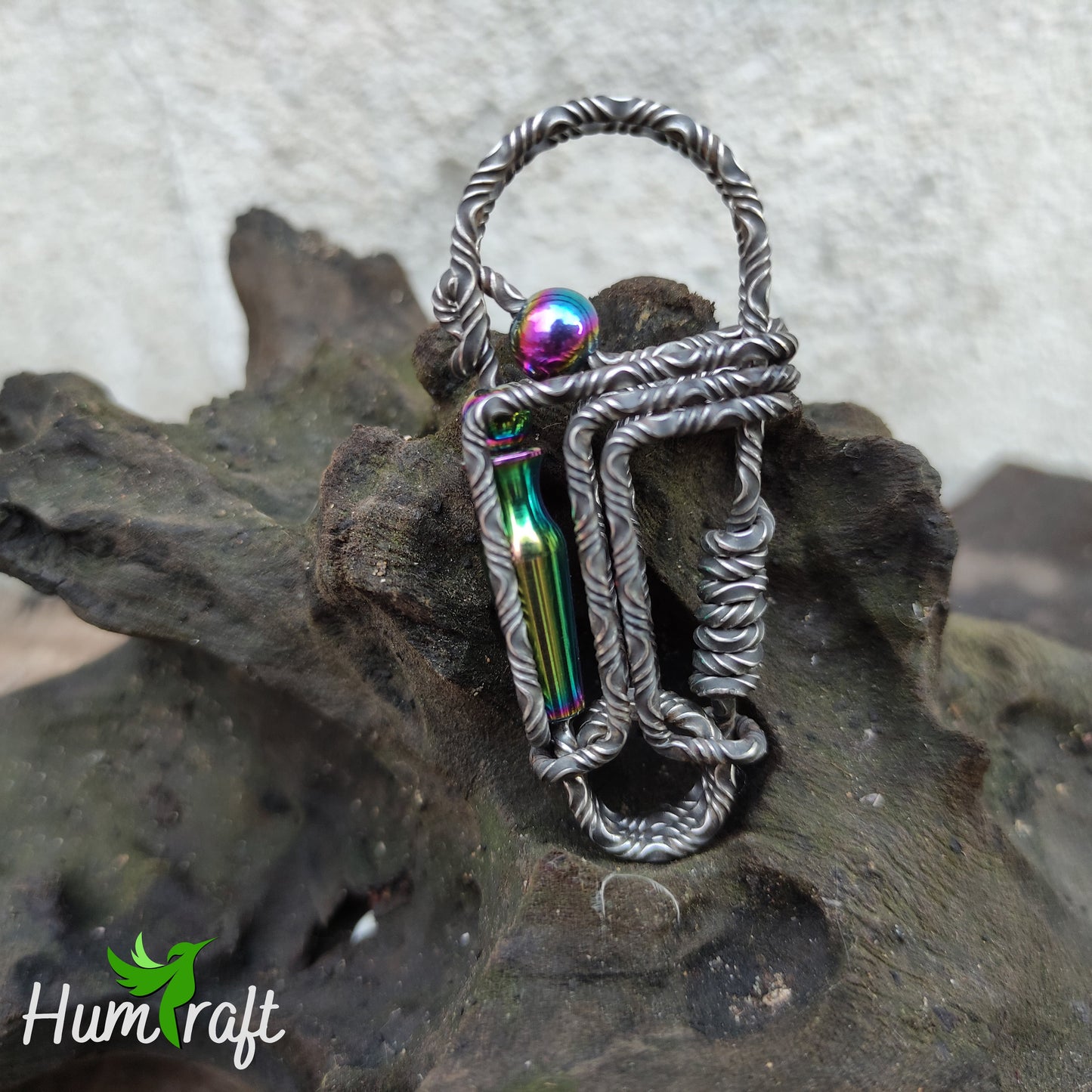 Handmade damascus rainbow beads