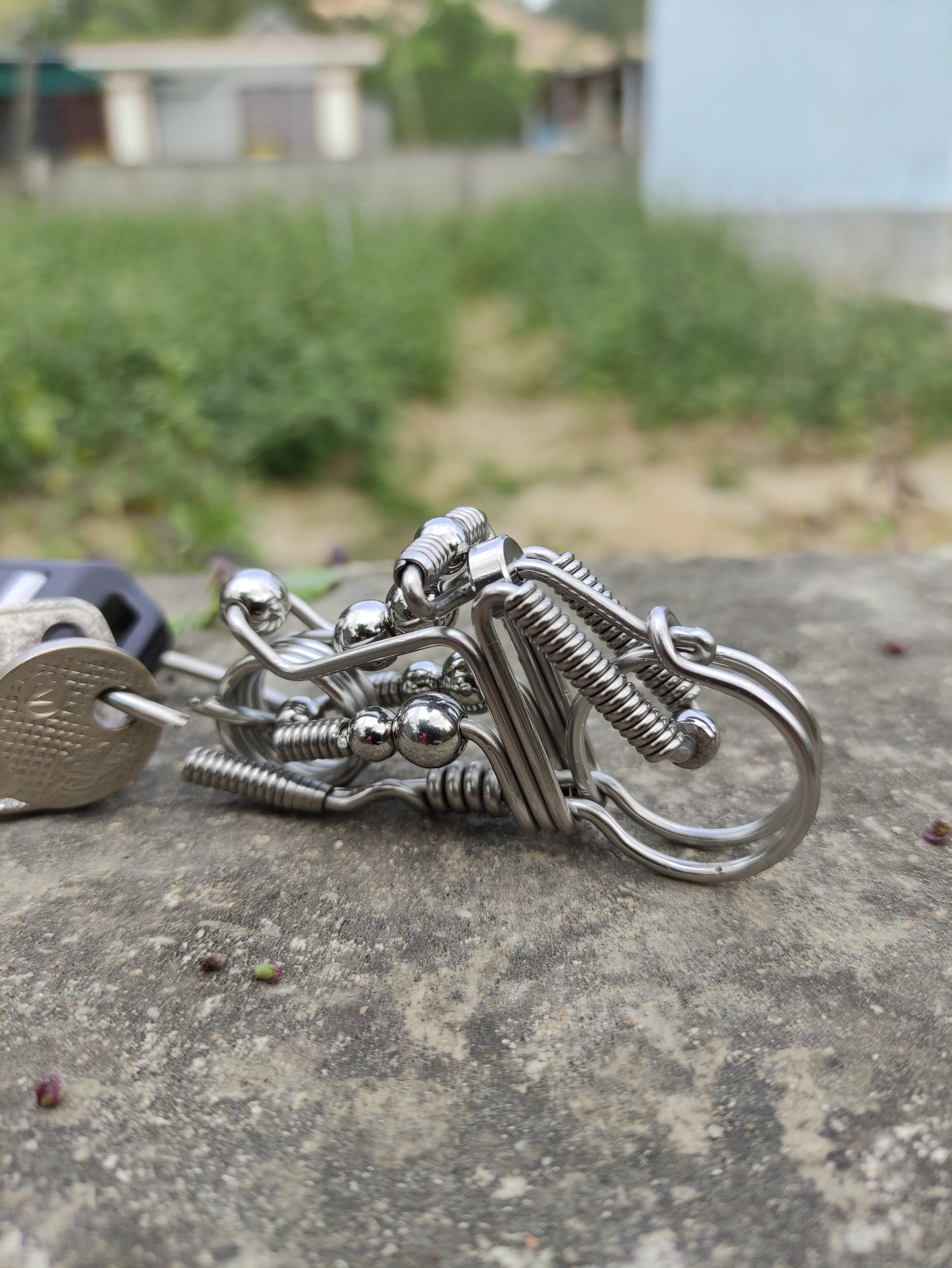Keychain with Motorcycle design - handmade gifts