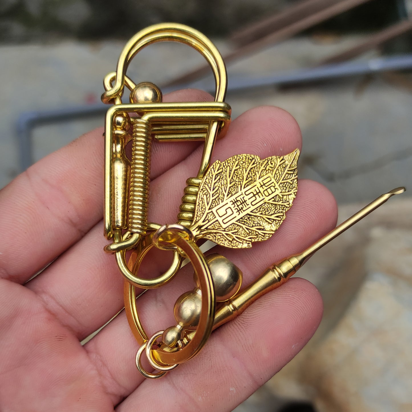 Handmade carabiner keychain - rainbow bamboo – Hum Crafts Art