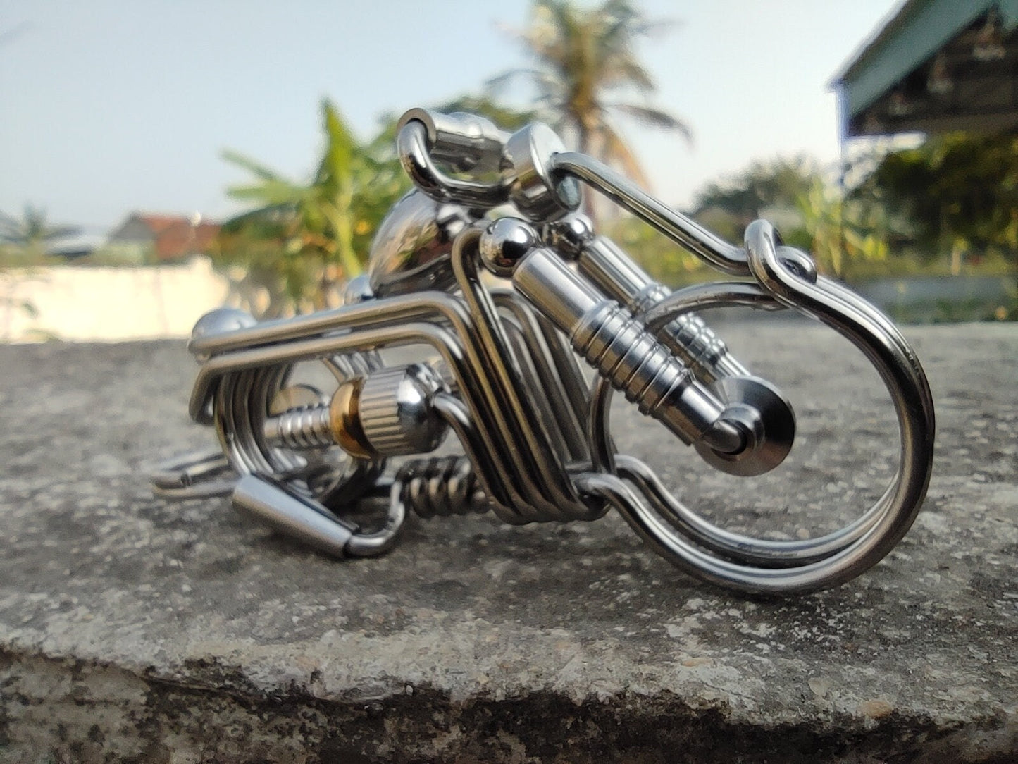 Motorcycle gifts, High quality Handmade Wire Carabiner Keychain with Motorcycle design, Super durable keychain