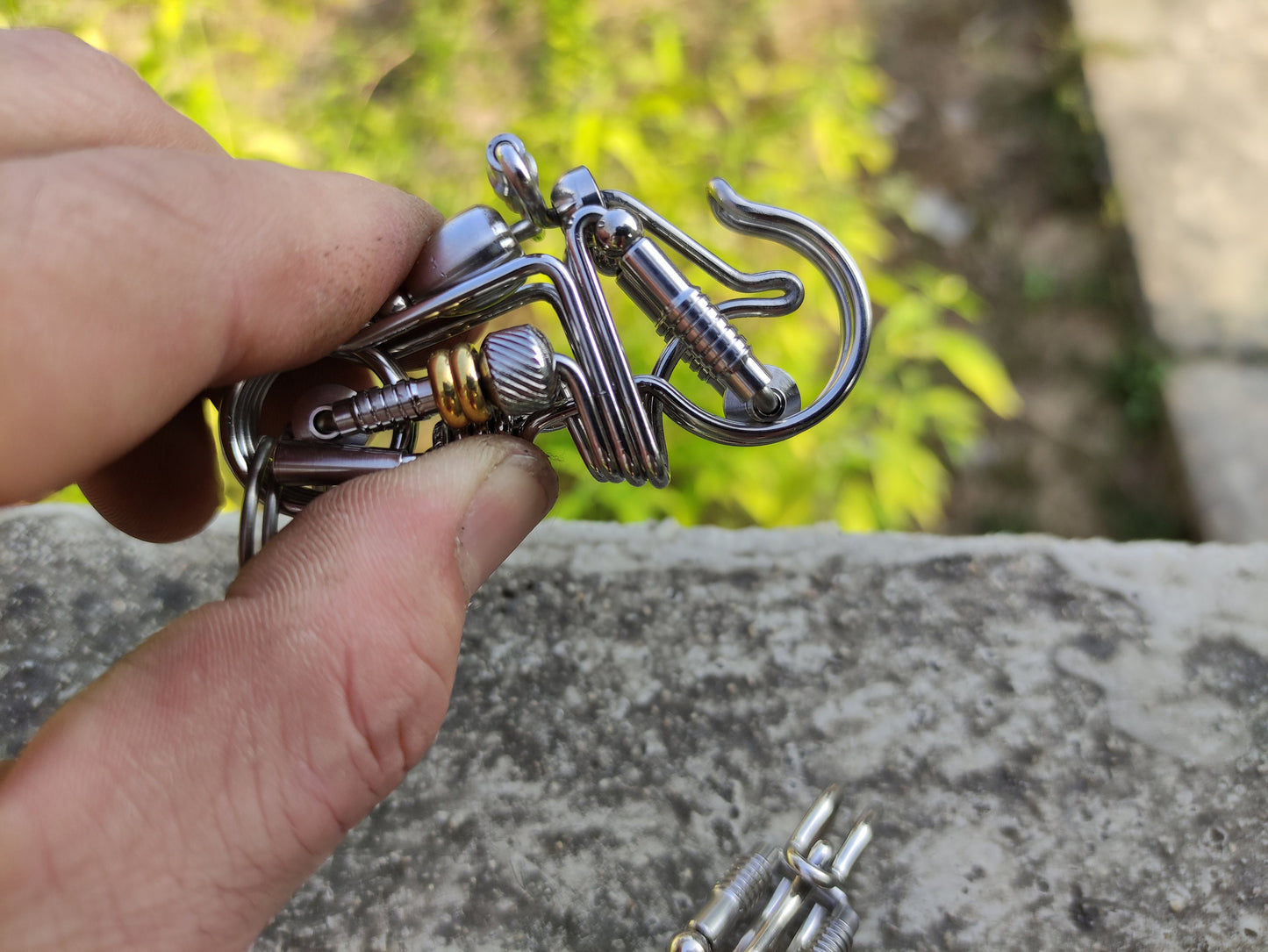 Motocycle keychain, Motorcycle key chain,ctoom handmade,wire wrapped stainless steel motobyce key chain hook with key ring ctoom