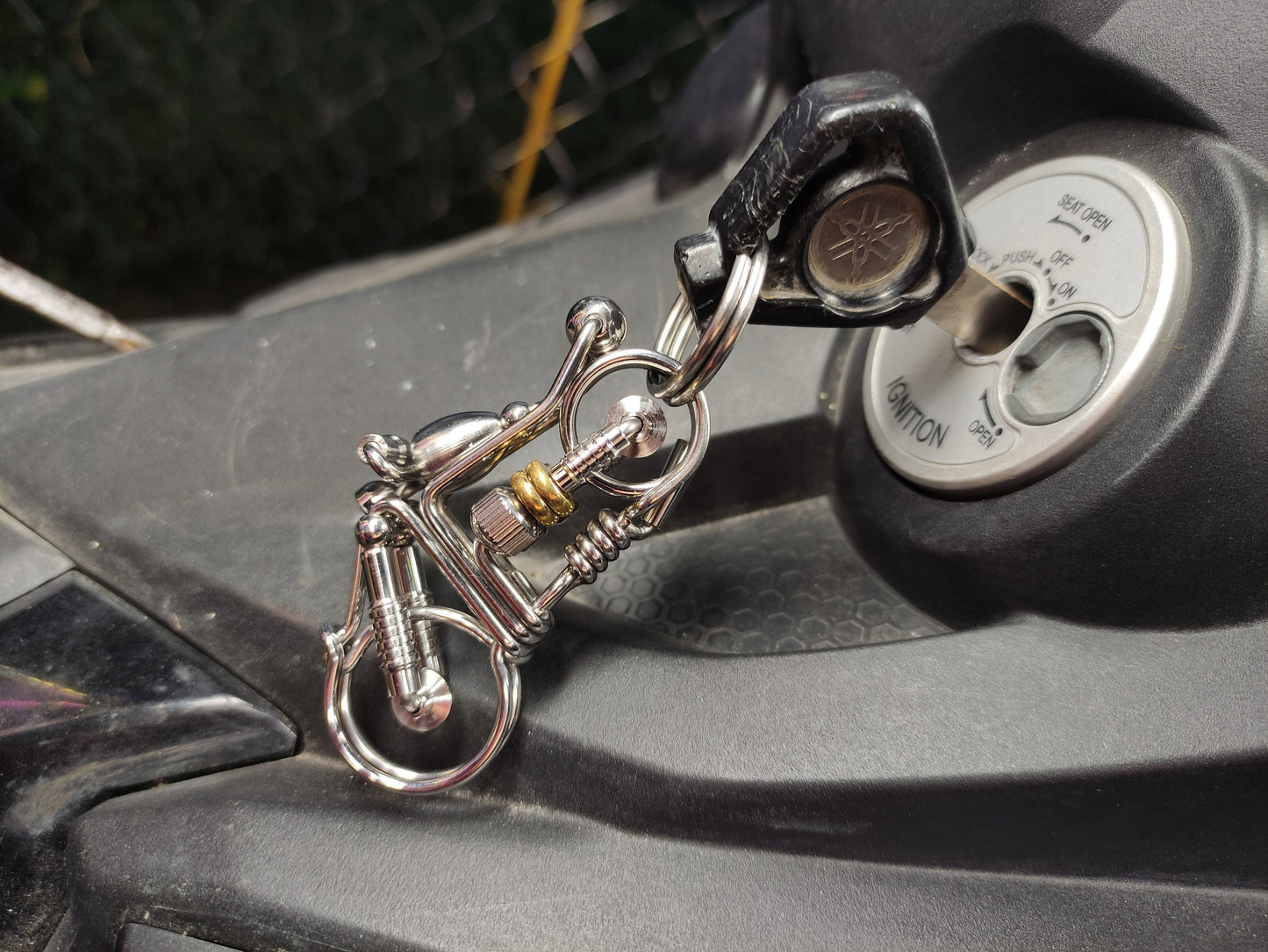 Motorcycle gifts, High quality Handmade Wire Carabiner Keychain with Motorcycle design, Super durable keychain