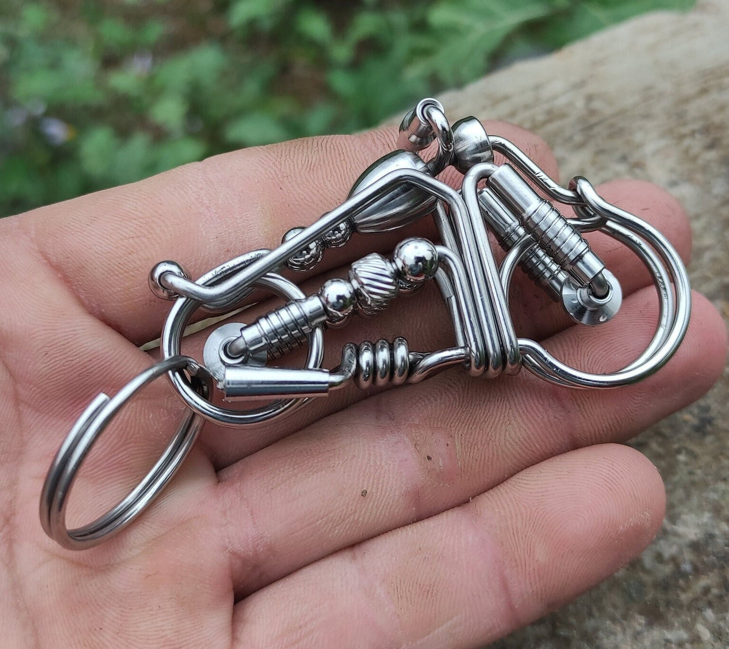 Motorcycle key chain,ctoom handmade motocycle keychain,wire wrapped stainless steel motobyce key chain hook with key ring ctoom