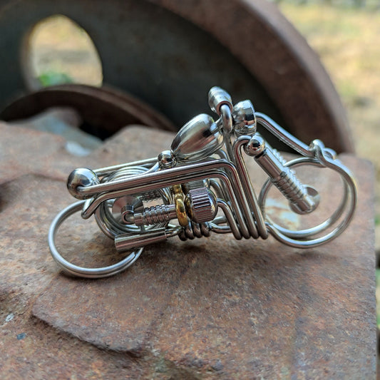 Motorcycle gifts, High quality Handmade Wire Carabiner Keychain with Motorcycle design, Super durable keychain