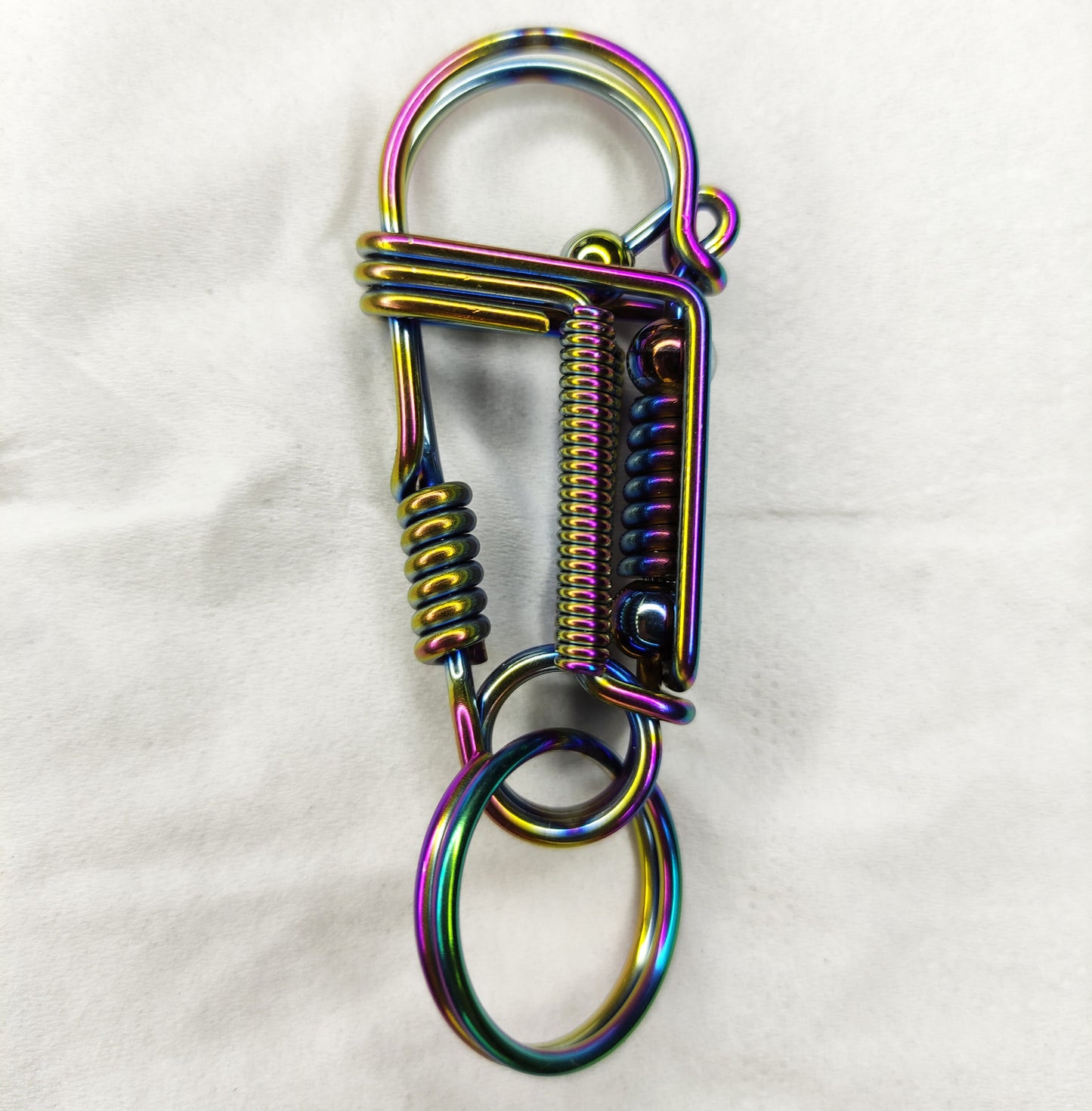 Carabiner Rainbow Keychain, Ctoom keychain for men, handmade wire wrapped keychain, Penguin Keyring, Animal Keychain, gifts for lovers