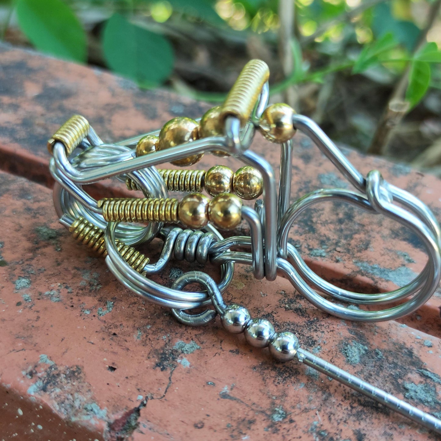 Handmade Motorcycle Keychain, CTOOM - Wire Wrapped Stainless Steel with Hook and Key Ring. Unique Biker Accessory