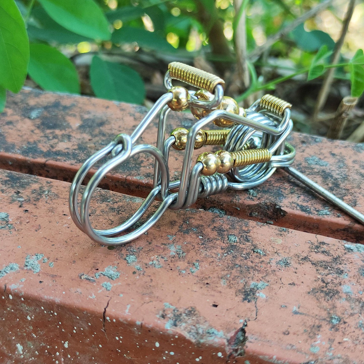 Handmade Motorcycle Keychain, CTOOM - Wire Wrapped Stainless Steel with Hook and Key Ring. Unique Biker Accessory