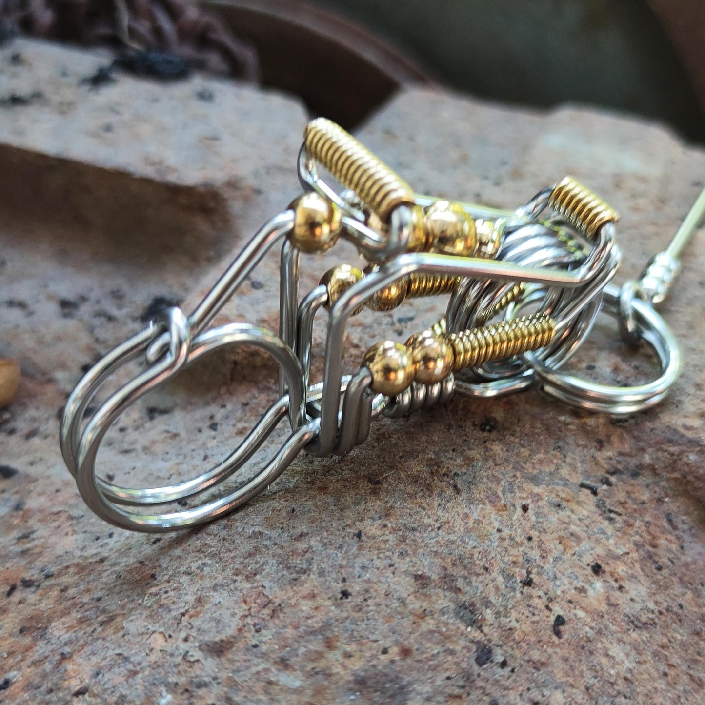 Handmade Motorcycle Keychain, CTOOM - Wire Wrapped Stainless Steel with Hook and Key Ring. Unique Biker Accessory