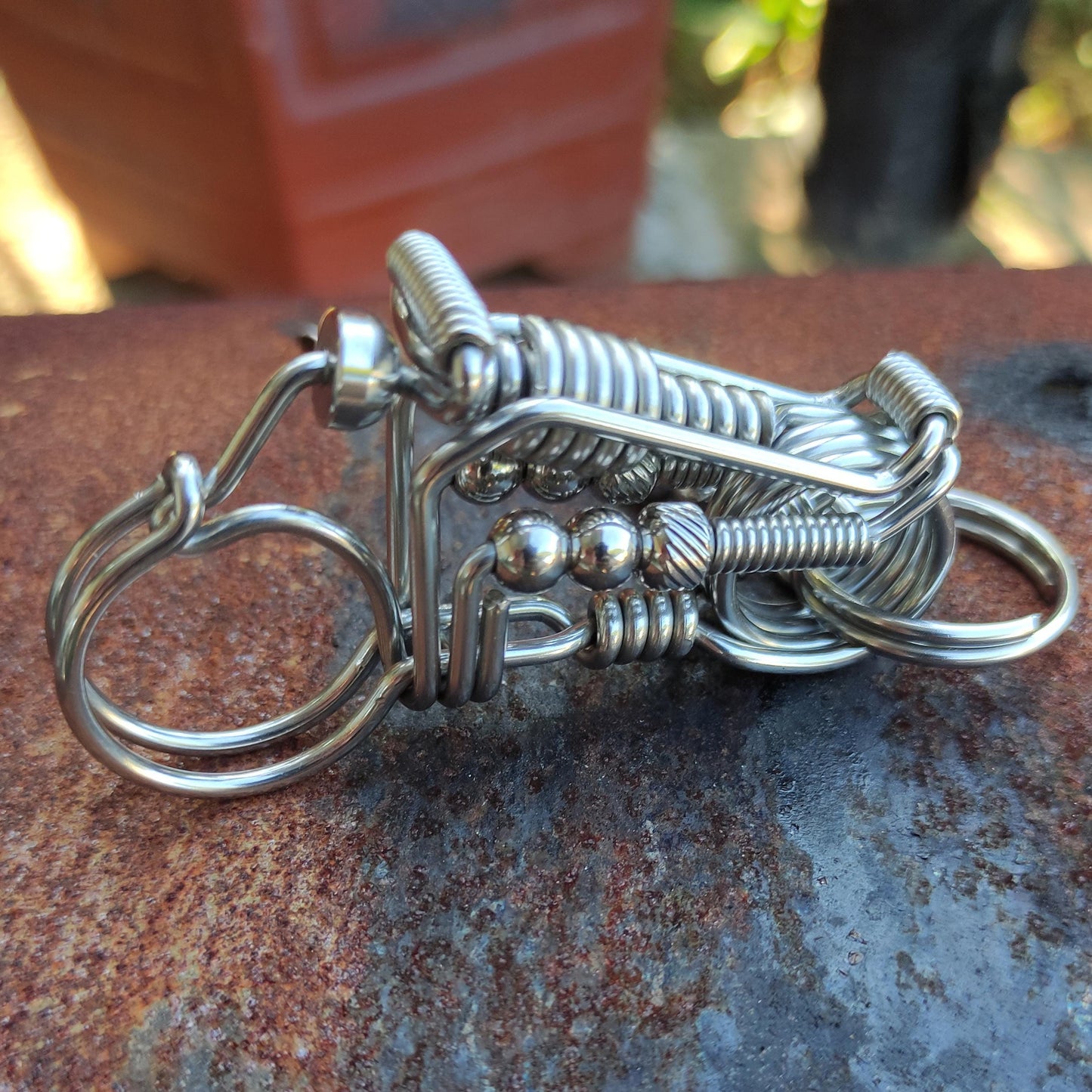 Harley-Style Motorcycle Keychain - Great Gift for Motorbike Lovers, Hikers, and Outdoor Explorers