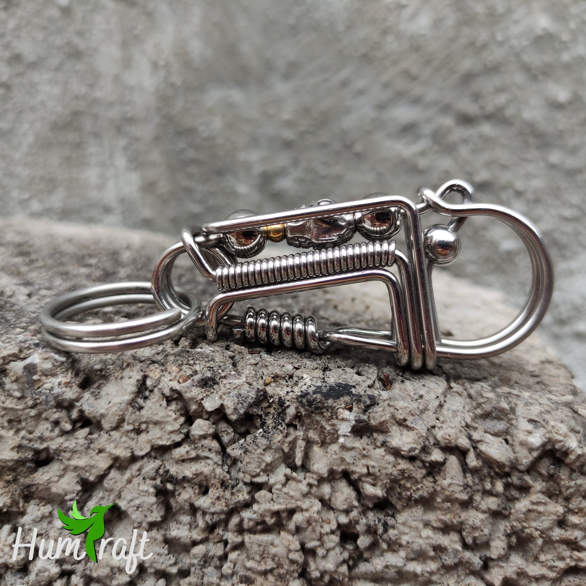 Wire Art Skull Keychain, Handmade Wire Wrapped Carabiner Keychain – Hum  Crafts Art - Handmade keychain from rope