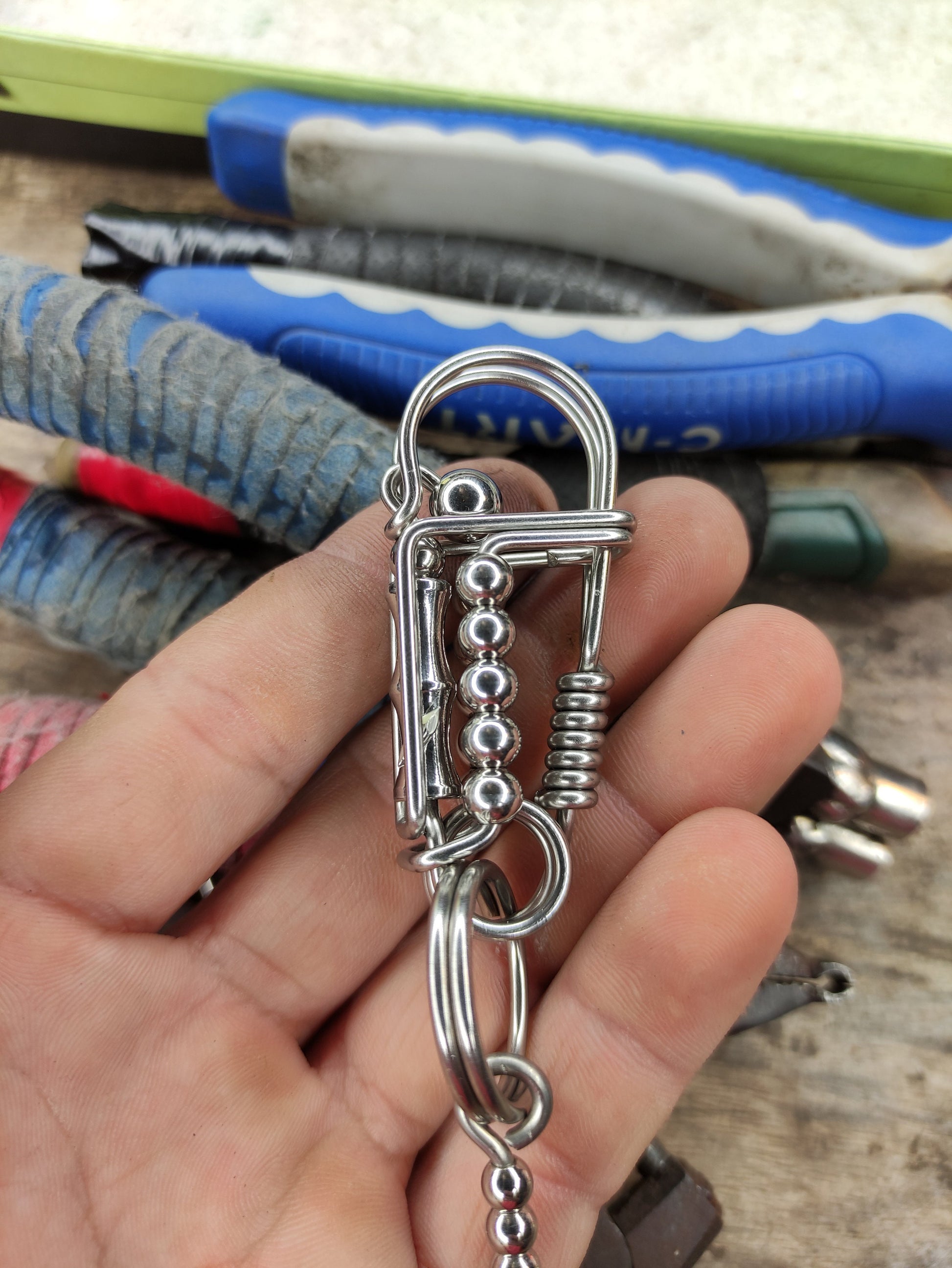 Handmade keychain made from stainless steel wire, the most unique